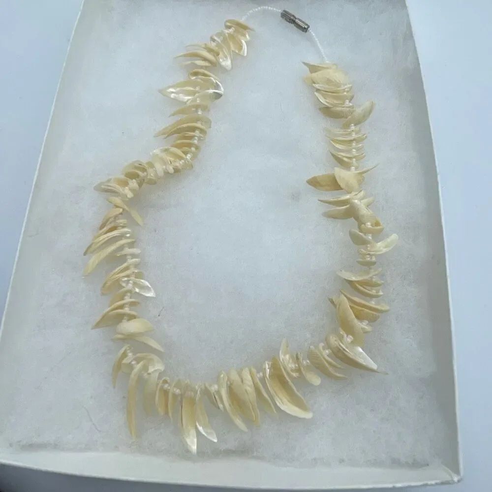 Vintage Mother of Pearl shell spike necklace “Surf  Warrior”.